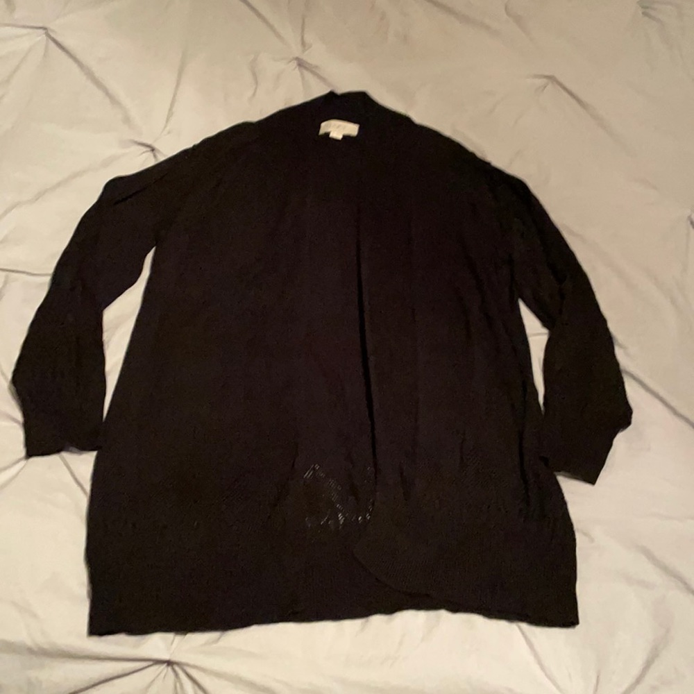 Loft Medium Knit Black 3/4 Sleeve Cardigan